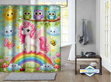 Rideau de Douche Licorne et Hiboux — rideau de douche