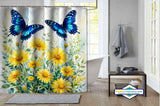 Rideau de Douche Nature Papillons et Fleurs — format carré