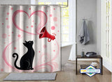 Rideau de Douche Animal Chat amoureux — rideau de douche