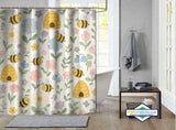 Rideau de Douche Abeilles & Prairie Fleurie Kawaii