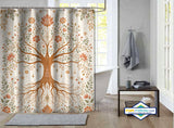 Rideau de Douche Arbre de Vie Bohème Lotus & Terracotta