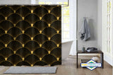 Rideau de Douche Art Déco Éventails Dorés & Noir — vue carrée