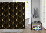 Rideau de Douche Art Déco Éventails Dorés & Noir