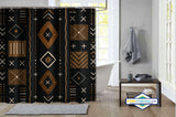 Rideau de Douche Bogolan Africain Noir & Terre — vue carrée