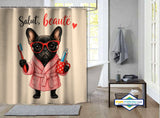 Rideau de Douche Bouledogue Chic Salut Beauté — rideau de douche