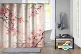 Rideau de Douche Cerisier Sakura Aquarelle Japonaise — vue carrée