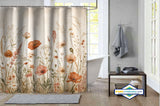 Rideau de Douche Champ de Coquelicots Aquarelle Champêtre — vue carrée