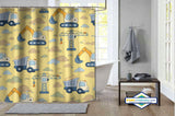 Rideau de Douche Chantier & Engins Kawaii Enfant — vue carrée