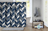 Rideau de Douche Chevron Marbre Bleu Marine & Gris — vue carrée