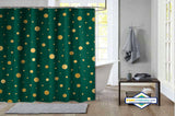 Rideau de Douche Confettis Dorés & Vert Sapin Festif — vue carrée