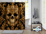 Rideau de Douche Crâne Royal Baroque Or & Velours Noir