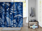 Rideau de Douche Cyanotype Botanique Fougères & Fleurs