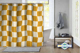 Rideau de Douche Damier Groovy Moutarde & Ivoire — vue carrée