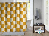 Rideau de Douche Damier Groovy Moutarde & Ivoire
