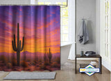 Rideau de Douche Désert Arizona Cactus & Coucher de Soleil