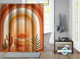 Rideau de Douche Désert Boho Coucher de Soleil & Cactus