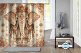 Rideau de Douche Éléphant Royal Indien & Paisley Doré — vue carrée