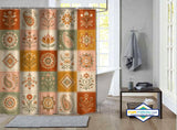Rideau de Douche Folk Patchwork Paisleys & Terracotta