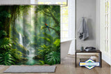 Rideau de Douche Forêt Tropicale Cascade & Ara — vue carrée