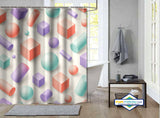 Rideau de Douche Formes 3D Pastel & Géométrie Douce