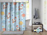 Rideau de Douche Fusées & Planètes Espace Kawaii