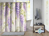 Rideau de Douche Glycine en Cascade Aquarelle Mauve