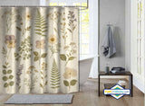 Rideau de Douche Herbier Botanique Fleurs Pressées Vintage