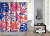 Rideau de Douche Hibiscus Tropical Fuchsia & Bleu