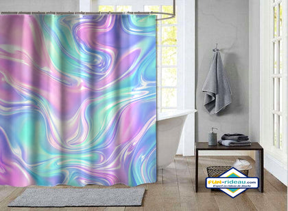 Rideau de Douche Holographique Nacré Vagues Irisées