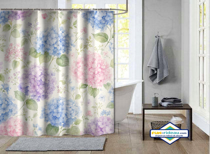 Rideau de Douche Hortensias Pastel Aquarelle & Jardin