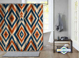 Rideau de Douche Ikat Bohème Terracotta & Marine