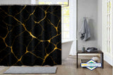 Rideau de Douche Kintsugi Or & Pierre Noire Fracturée — vue carrée