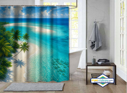 Rideau de Douche Lagon Turquoise & Palmiers Paradise