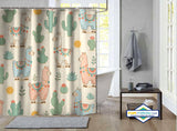 Rideau de Douche Lamas & Cactus Fiesta Colorée