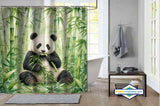 Rideau de Douche Panda Aquarelle & Forêt de Bambous — vue carrée
