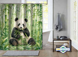 Rideau de Douche Panda Aquarelle & Forêt de Bambous
