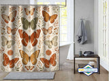 Rideau de Douche Papillons Botaniques Terracotta & Sauge
