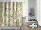 Rideau de Douche Papillons Dorés Art Nouveau Sauge