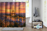 Rideau de Douche Paris Coucher de Soleil & Tour Eiffel Dorée — vue carrée