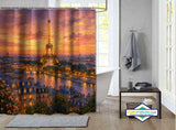 Rideau de Douche Paris Coucher de Soleil & Tour Eiffel Dorée