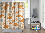 Rideau de Douche Renards Roux & Forêt d'Automne Kawaii