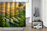 Rideau de Douche Rizières de Bali Lever de Soleil Doré — vue carrée