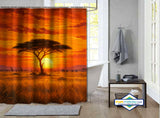 Rideau de Douche Savane Africaine Coucher de Soleil