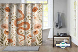 Rideau de Douche Serpent Céleste Fleurs & Lune Terracotta — vue carrée
