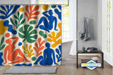Rideau de Douche Silhouettes & Feuilles Style Matisse — vue carrée