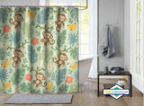 Rideau de Douche Singes Espiègles & Jungle Pastel