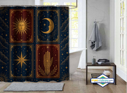 Rideau de Douche Tarot Céleste Soleil Lune & Étoile