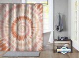 Rideau de Douche Tie-Dye Spirale Terracotta & Rose Poudré