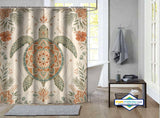 Rideau de Douche Tortue Mandala Bohème & Hibiscus