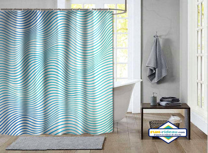 Rideau de Douche Vagues Graphiques Bleu & Turquoise